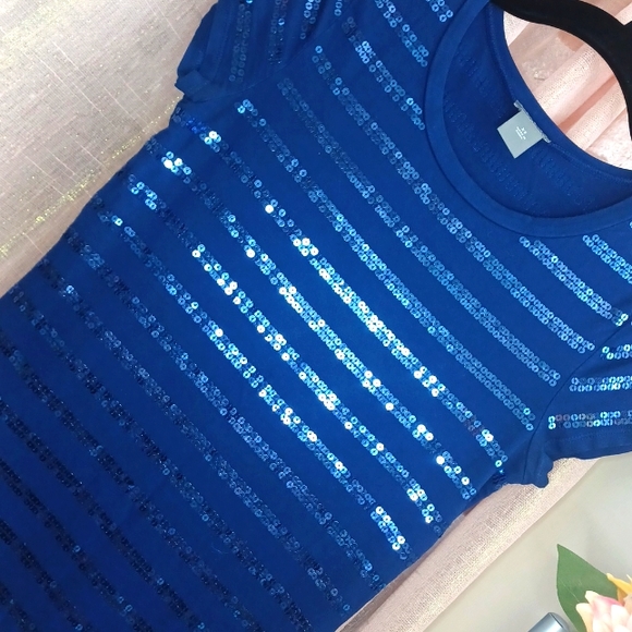 ANN TAYLOR Short-sleeved Sequin Tee - Picture 4 of 7